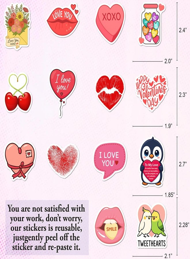 BEATRI Valentines Stickers 50Pcs Waterproof Vinyl Valentine's Day Gifts Decor & Party Favors for Laptop, Water Bottle, Skateboard & Travel Gear | Non-Repeating Decals, High-Definition Print - Image 3